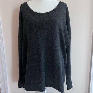 Vince Dark Grey Boat Neck Cashmere Long sleeve rolled edge sweater | Size M|
